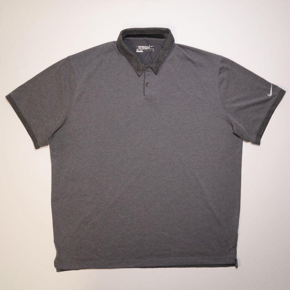 Nike Tour Mens XXL Performance Golf Polo Shirt Gray Vented Collar Snap 2XL